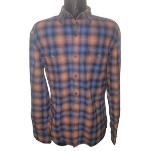 RW&CO. Men's Blue/Orange Plaid Shirt Sz.M
